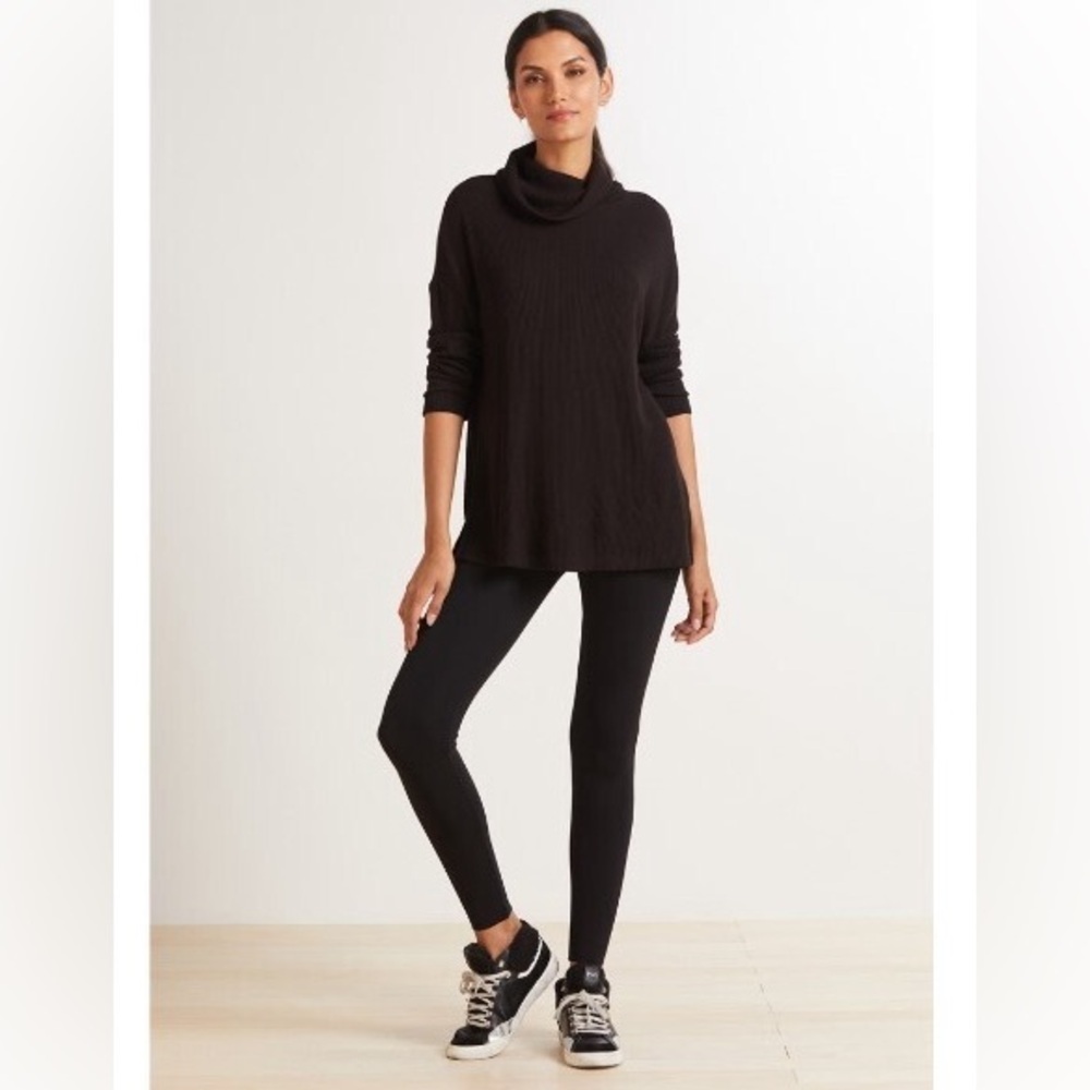 Sanctuary Women's Find Me Funnel Neck Lounging Tunic Black Sweater Size L
